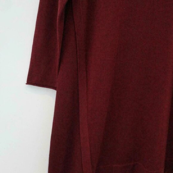 NWT EILEEN FISHER PASFL Burgundy Merino Wool Jersey Jewel Neck LS Dress XL - Picture 7 of 7